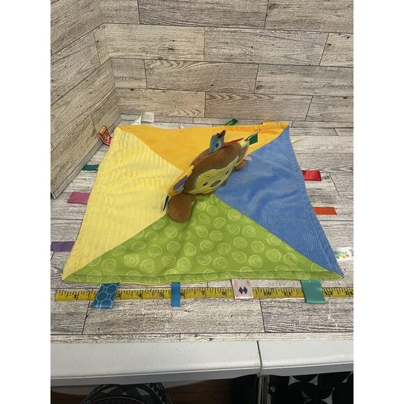 Taggies Monkey Tags Yellow Blue Green Baby Infant Lovey Security Blanket - Picture 2 of 7